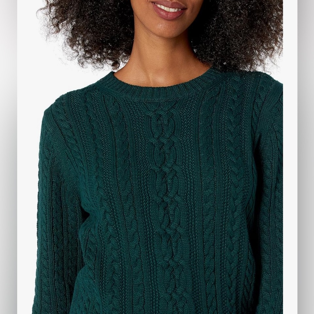 Amazon Essentials green fisherman cable knit sweater XL